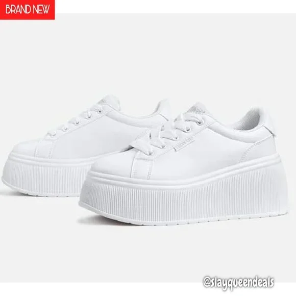 Women's Platform Sneakers Canvas Wedge Low Top Retro Walking Shoes - Picture 7 of 8